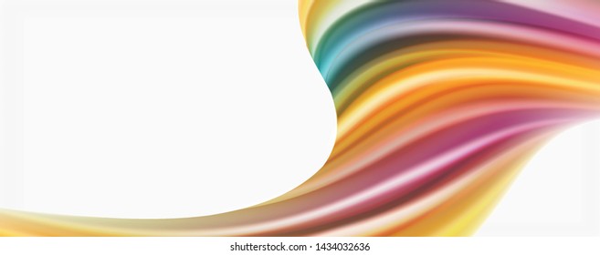 Modern techno Fluid color flow on white colorful poste. Vector art for your design