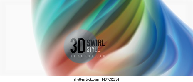 Modern techno Fluid color flow on white colorful poste. Vector art for your design