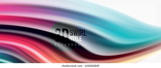 Modern techno Fluid color flow on white colorful poste. Vector art for your design