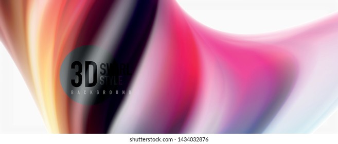 Modern techno Fluid color flow on white colorful poste. Vector art for your design