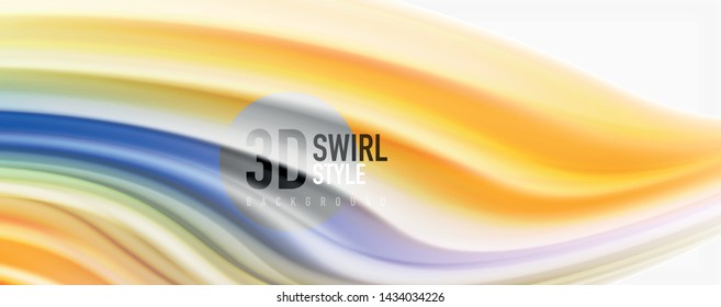 Modern techno Fluid color flow on white colorful poste. Vector art for your design