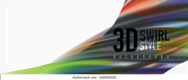 Modern techno Fluid color flow on white colorful poste. Vector art for your design