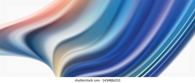 Moderne Techno Fluid Farbe fließt auf weißer bunter Poste. Vektorkunst für Ihr Design