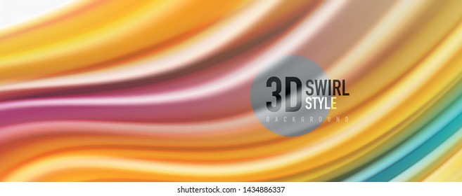 Modern techno Fluid color flow on white colorful poste. Vector art for your design