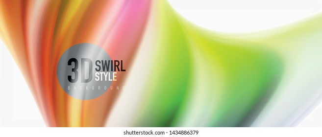Modern techno Fluid color flow on white colorful poste. Vector art for your design