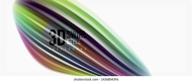 Moderne Techno Fluid Farbe fließt auf weißer bunter Poste. Vektorkunst für Ihr Design