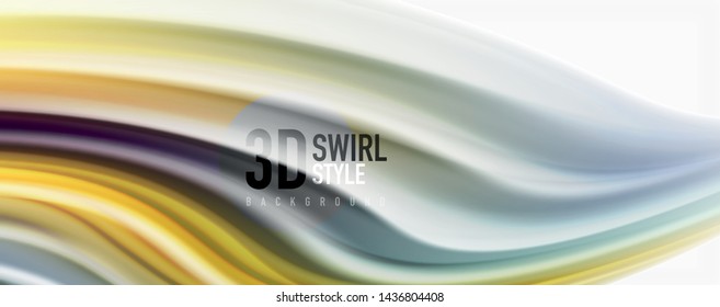 Modern techno Fluid color flow on white colorful poste. Vector art for your design