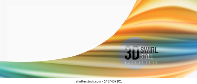 Modern techno Fluid color flow on white colorful poste. Vector art for your design