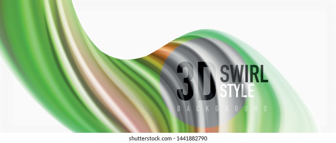 Moderne Techno Fluid Farbe fließt auf weißer bunter Poste. Vektorkunst für Ihr Design