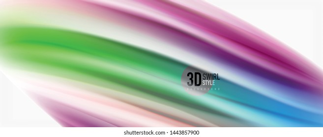 Modern techno Fluid color flow on white colorful poste. Vector art for your design