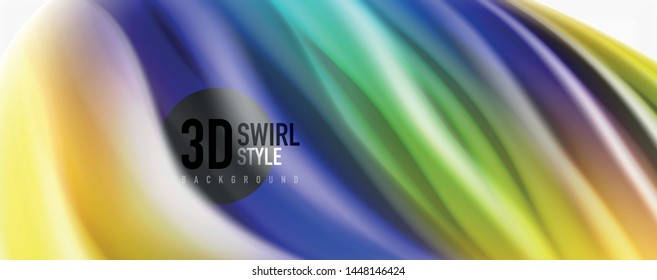 Modern techno Fluid color flow on white colorful poste. Vector art for your design