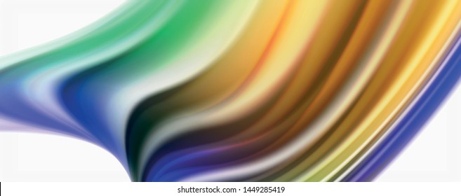 Modern techno Fluid color flow on white colorful poste. Vector art for your design