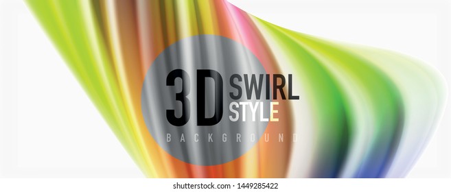 Modern techno Fluid color flow on white colorful poste. Vector art for your design