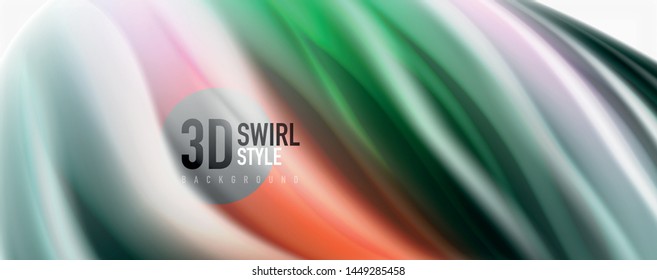 Modern techno Fluid color flow on white colorful poste. Vector art for your design