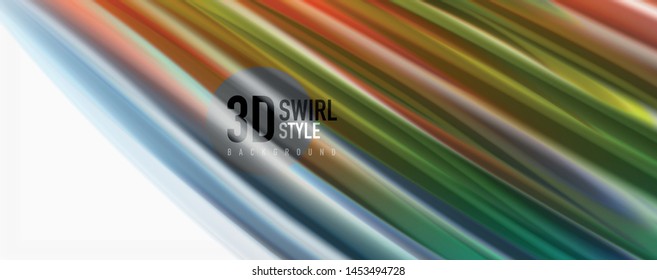 Modern techno Fluid color flow on white colorful poste. Vector art for your design
