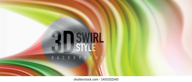 Modern techno Fluid color flow on white colorful poste. Vector art for your design