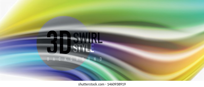 Modern techno Fluid color flow on white colorful poste. Vector art for your design