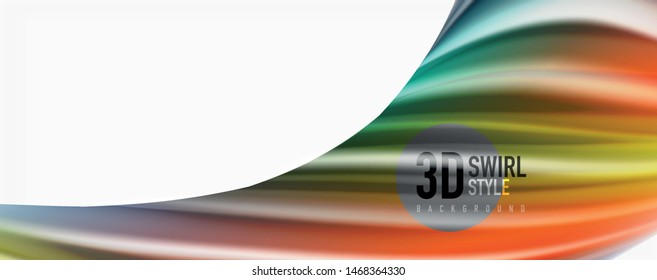 Modern techno Fluid color flow on white colorful poste. Vector art for your design