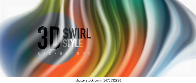 Modern techno Fluid color flow on white colorful poste. Vector art for your design