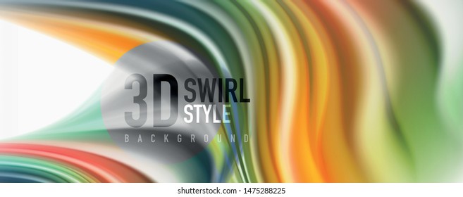 Modern techno Fluid color flow on white colorful poste. Vector art for your design