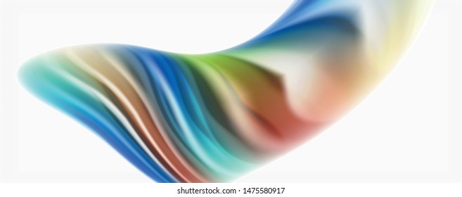 Modern techno Fluid color flow on white colorful poste. Vector art for your design