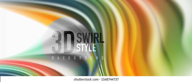 Modern techno Fluid color flow on white colorful poste. Vector art for your design