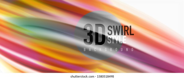 Modern techno Fluid color flow on white colorful poste. Vector art for your design