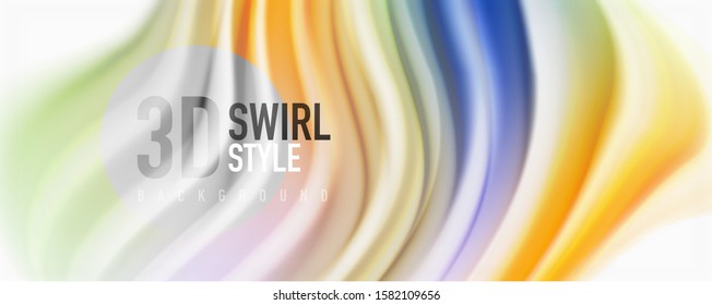 Modern techno Fluid color flow on white colorful poste. Vector art for your design