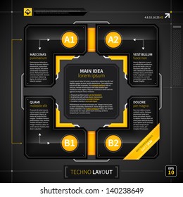 Modern techno layout with 4 options. EPS10.