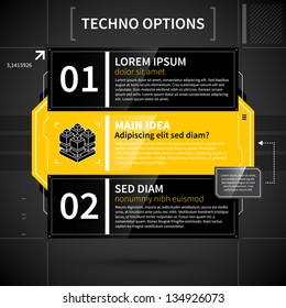 Modern techno layout with main idea and two options.