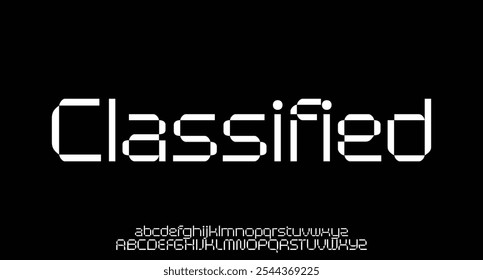 Modern techno pixel alphabet. Monospaced pixel font. Editable pixel alphabet A to Z

