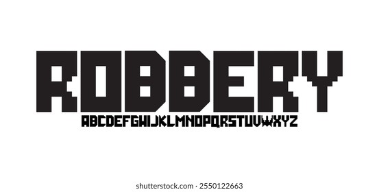 Moderno alfabeto de pixels techno. Fonte em pixels com espaçamento uniforme. Letra de pixel editável A a Z
