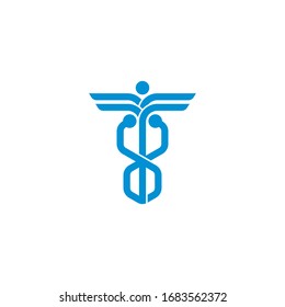 modern techno style caduceus logo template