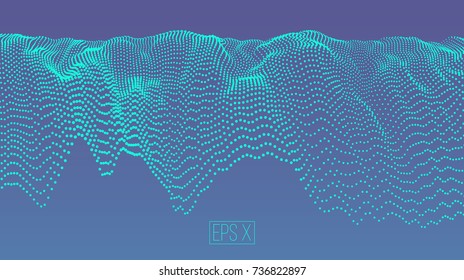 Modern technological abstract vector illustration. Wavy dotted cascade. Contemporary digital background. Dynamic futuristic complex shape made of round particles. Element of design.