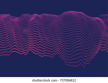 Modern technological abstract vector illustration. Wavy dotted cascade. Contemporary digital background. Dynamic futuristic complex shape made of round particles. Element of design.