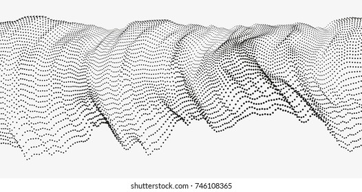 Modern technological abstract vector illustration. Wavy dotted cascade. Contemporary digital background. Dynamic futuristic complex shape made of round particles. Element of design.