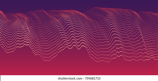 Modern technological abstract vector illustration. Wavy dotted cascade. Contemporary digital background. Dynamic futuristic complex shape made of round particles. Element of design.