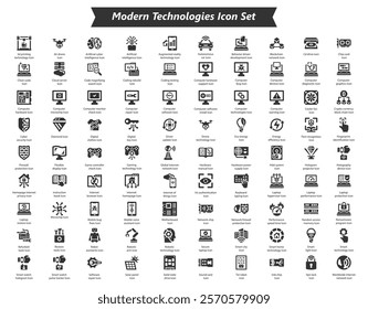 Modern Technologies black icon set, Vector Icon Set