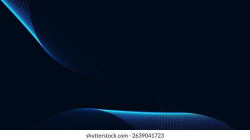 Modern Technology: Abstract Dark Blue Background with Neon Light Curves, Futuristic Digital Art for Websites, Presentations and Creative Projects 180 Characters