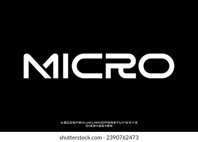 Modern technology alphabet display font vector. Unique geometric typography style