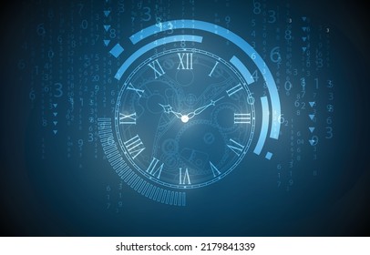 Tecnología moderna de fondo vectorial de reloj analógico