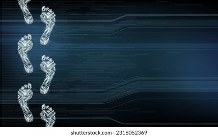 Modern technology background. Footprints with circuit pattern. Vector illustration for copy space.