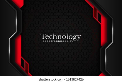 modern technology background vector on layer red with dark and shadow black space with abstract style for design. graphic illustration Texture with line Silver Sparkles glitters element decoration. 