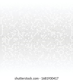 Moderner Technologiehintergrund. Weißer Hintergrund. Elektronik-Muster. Abstrakte Monochrome Textur. Vektorillustration