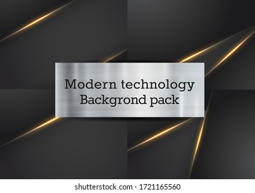 Modern Technology Backgrounds pack. 4 different shapes, styles and color combinations. Ideal for printed brochures, digital advertising wallpapers or flyer backgrounds.