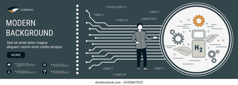 Plantilla de diseño vectorial de banner de tecnología moderna. Concepto de energía de hidrógeno
