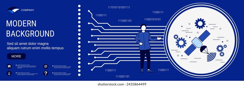 Modern technology banner vector design template. Satellite communications concept