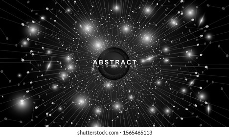 Modern technology of black circle vector. Abstract white and black background with sparkling and gloss circles. Light the background with light.