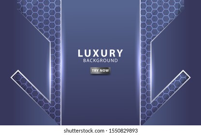 modern technology blue abstract background with  white line and dots, overlap layer in paper effect on textured hexagon background.digital template,vector illustration.