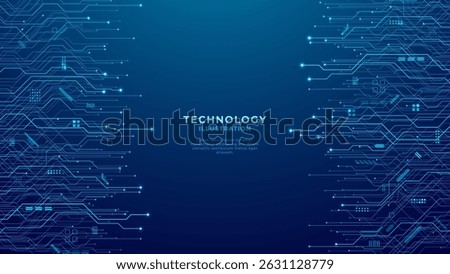 Modern technology blue circuit board texture or pattern. Web background design. Futuristic blue circuit board on tech bg. Abstract backdrop template. Great for web presentations and banners. Vector